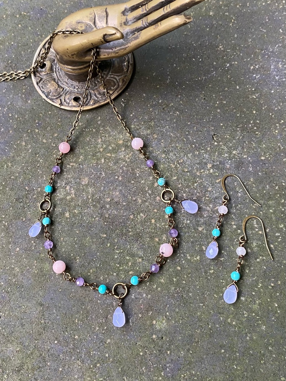 Gemstone Necklace and Earring Set